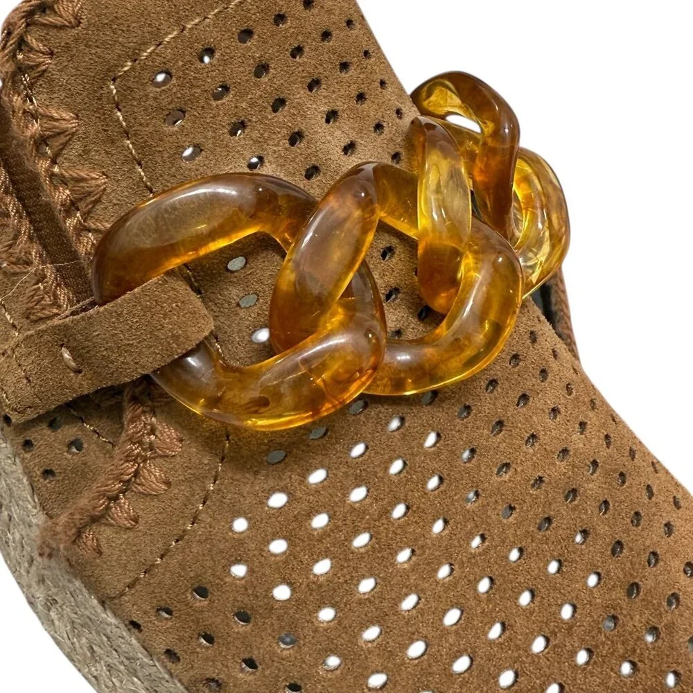 Dolce Vita Jhenee Leather Perforated Chunky Chain Espadrille Perf Women's sz 8.5 - Picture 6 of 11